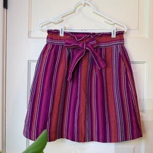 Striped Paperbag Tie-Waist Skirt in Pink & Purple